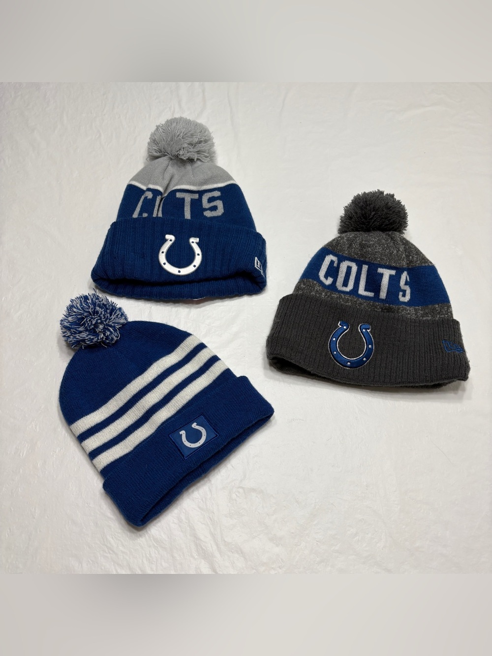 NFL Indianapolis Colts Cuffed Knit Winter Beanie Hat Lot Of 3 Hats
